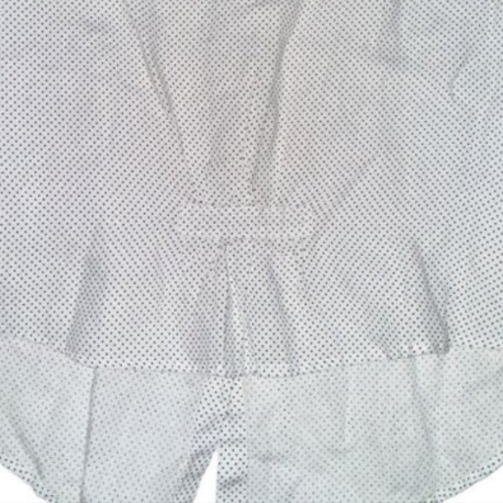 Cut Loose Polka Dot 3/4 Sleeve Blouse White Black Linen Asym Hem Women's Size XL